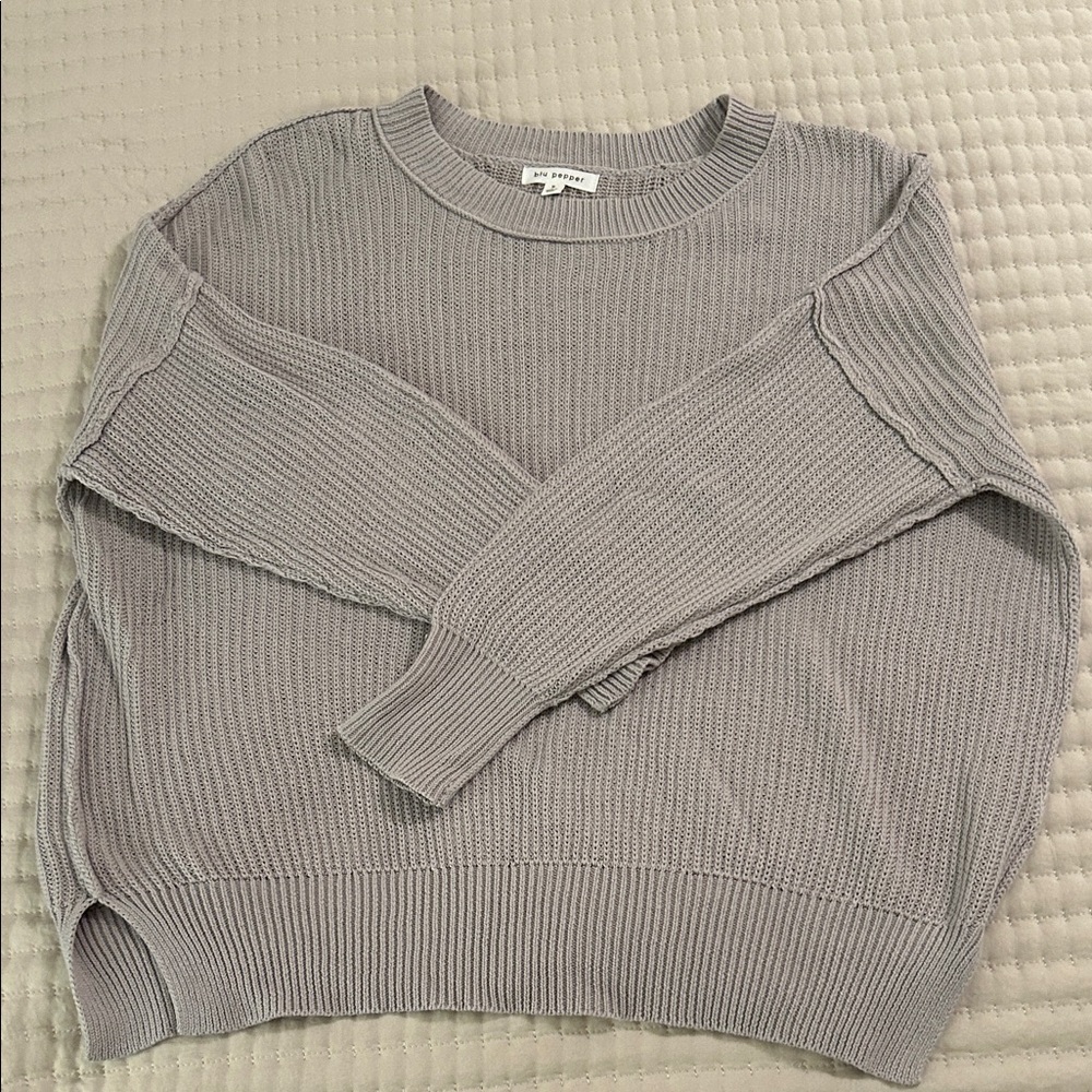 Blu Pepper Light Gray Crew Neck Sweater